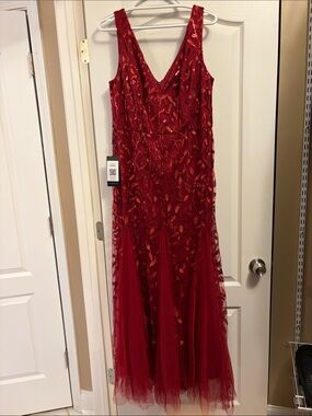 Ever Pretty Red Embroidered V-Neck Maxi Dress